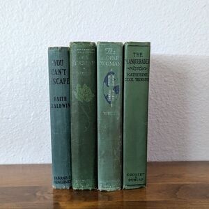 #6 Stack of 4 Hardcover Green Vintage Books